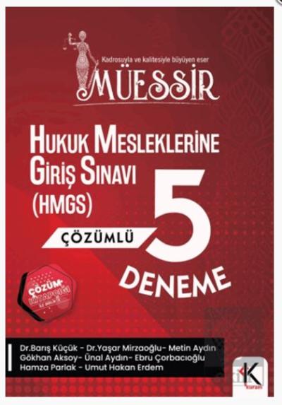 Müessir Hukuk Mesleklerine Giriş Sınavına Çözümlü 5'li Deneme