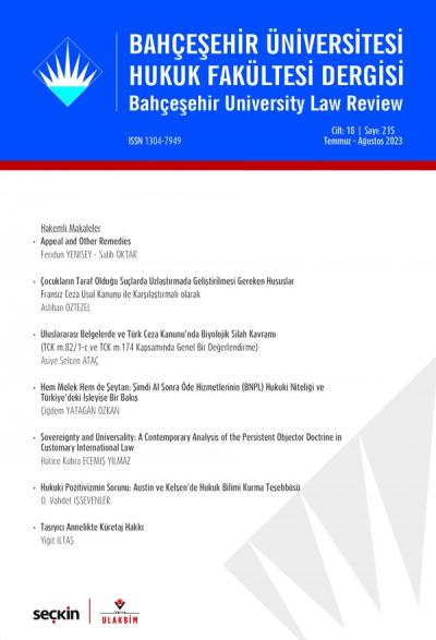 Bahçeşehir Üniversitesi Hukuk Fakültesi Dergisi Cilt: 18 Sayı: 215