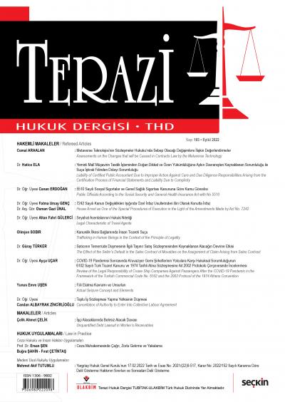 Terazi Hukuk Dergisi Sayı:193 Eylül 2022