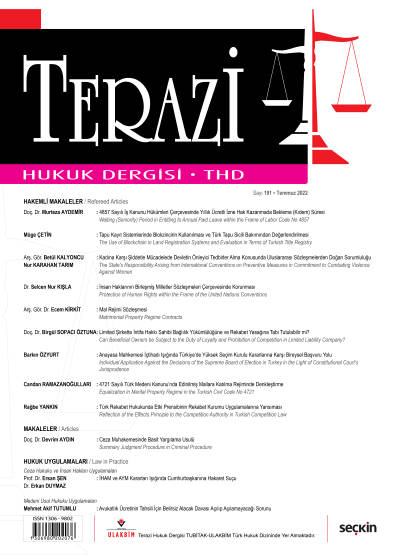 Terazi Hukuk Dergisi Sayı:191 Temmuz 2022