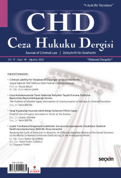 Ceza Hukuku Dergisi Sayı: 49 – Ağustos 2022