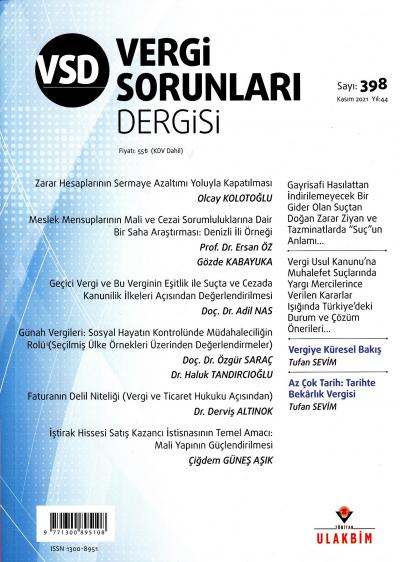 Vergi Sorunları Dergisi Sayı:398 Yıl:44 Kasım 2021