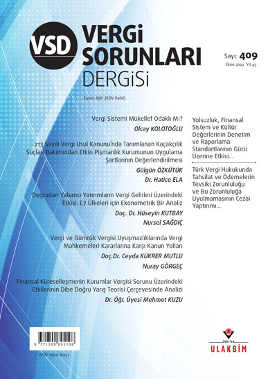 Vergi Sorunları Dergisi Sayı: 409 Yıl: 45 Ekim 2022