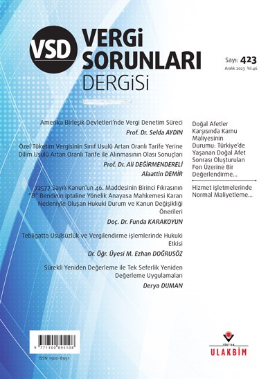 Vergi Sorunları Dergisi Sayı: 423 Yıl: 46 Aralık 2023