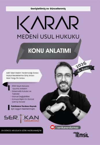 KARAR Medeni Usûl Hukuku Konu Anlatımı Kitabı Sertkan Erdurmaz